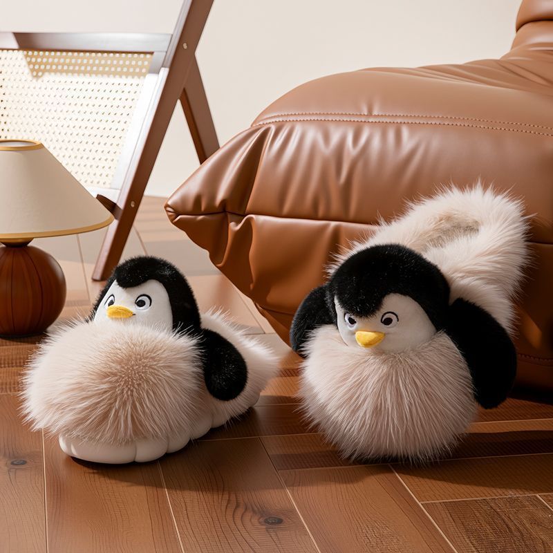 Zapatillas de Algodón de Peluche de Pingüino